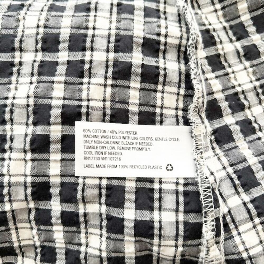 A New Day Black White Plaid Puff Sleeve Faux Wrap Dress Size XS - Picture 5 of 5